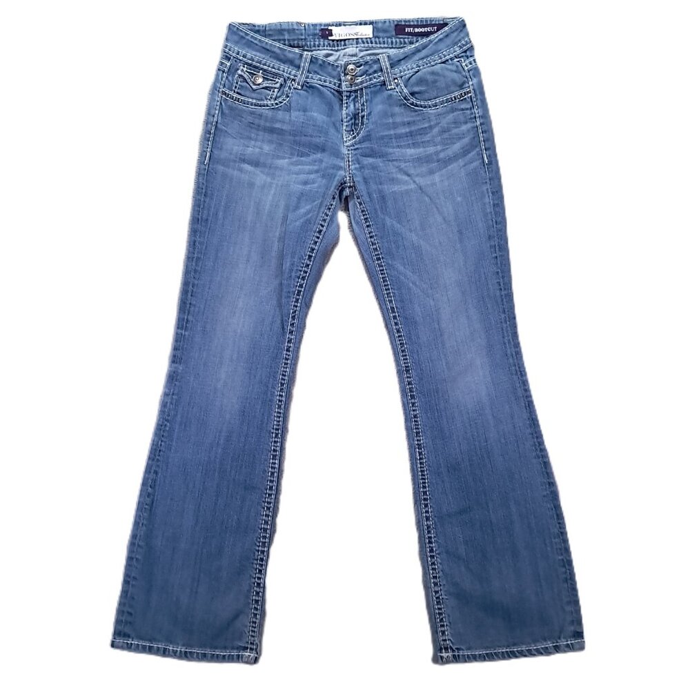 VIGOSS Jean Women 32x32, Tag 9 Fit Bootcut Flap Pockets Blue Stretch Western